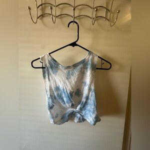 Olivaceous Blue and White Tie-Dye Crop Top